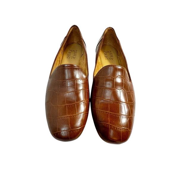 Naturalizer Womens Kit2 Loafers Brown Alligator Print Leather 6.5W Career Casual - Picture 1 of 11